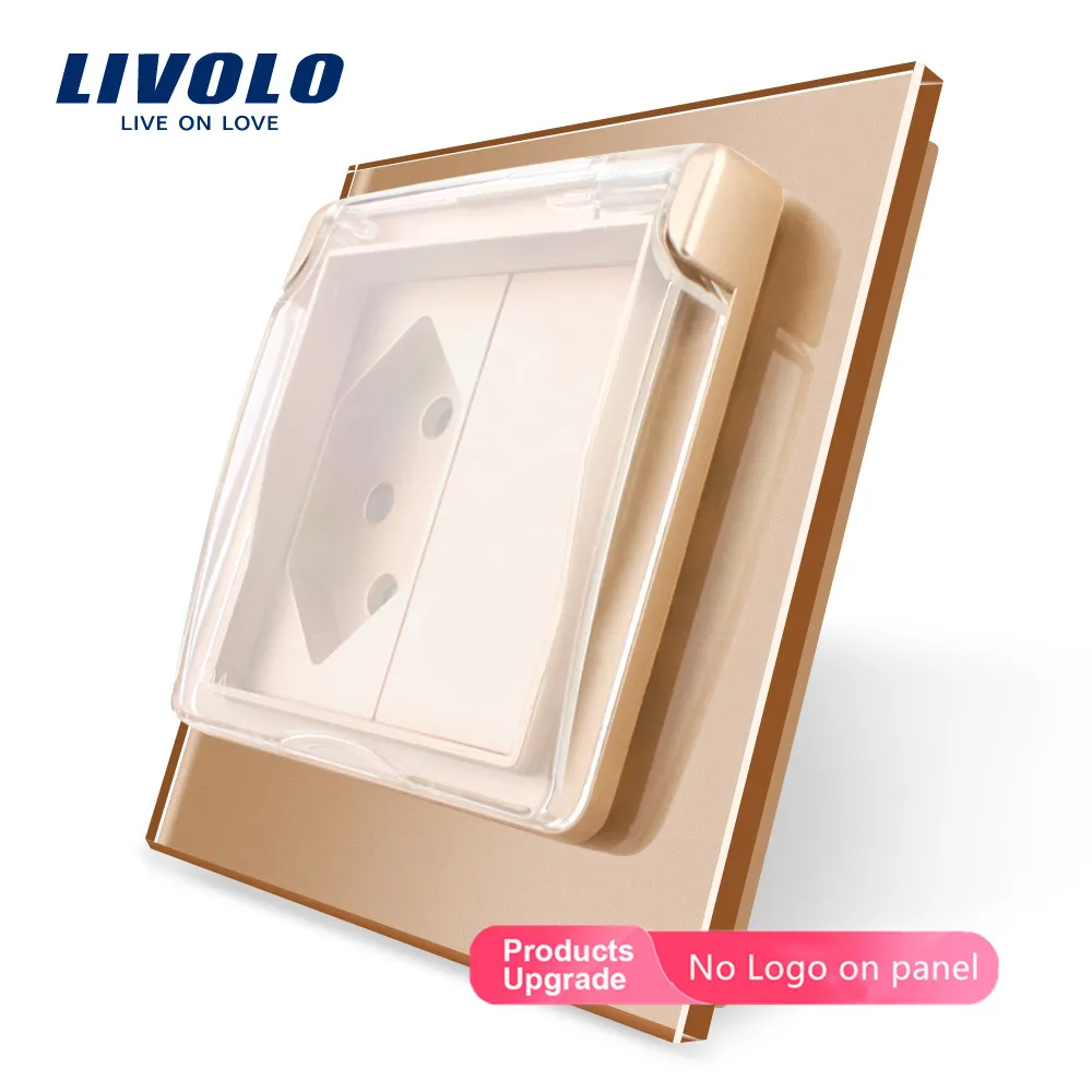 Livolo EU standard Switzerland розетка, стеклянная панель, AC 110~ 250 V, VL-C7C1CHWF, с водонепроницаемой крышкой, без логотипа
