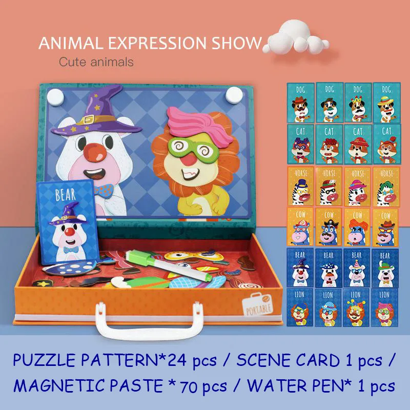 Деревянный магнитный пазл портативные магнитные наклейки раннее