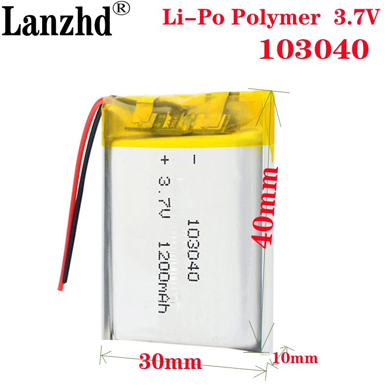 

20pcs Rechargeable 1200mAh Battery 103040 li-ion Lipo cells Lithium Li-Po Polymer Battery For MP3 MP4 DVD GPS Bluetooth Headset