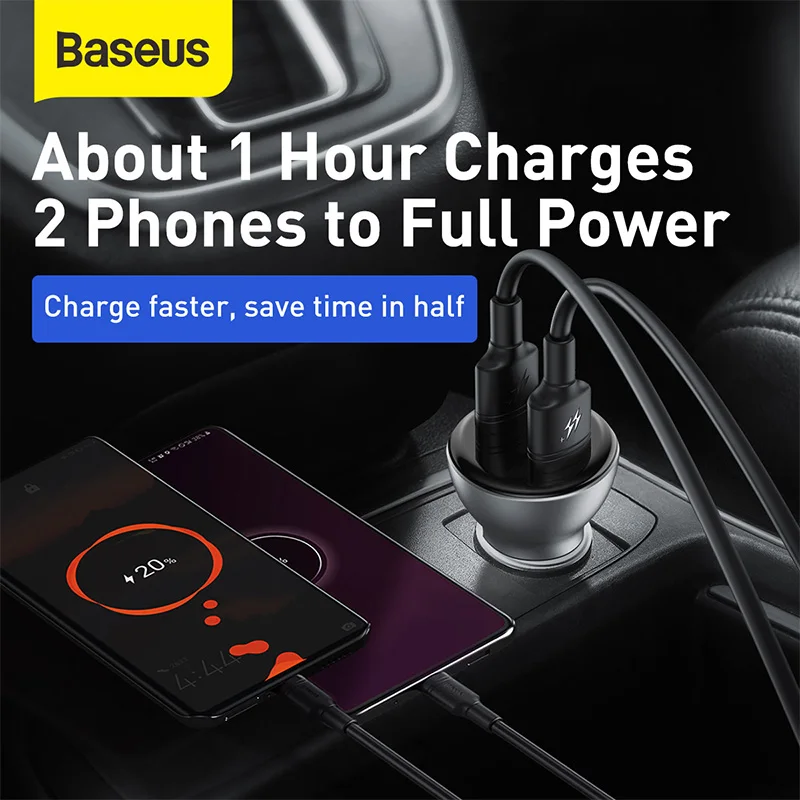 baseus 45w car charger dual usb qc3 0 quick charger for xiaomi huawei fast charging auto charger accessories car phone charger free global shipping