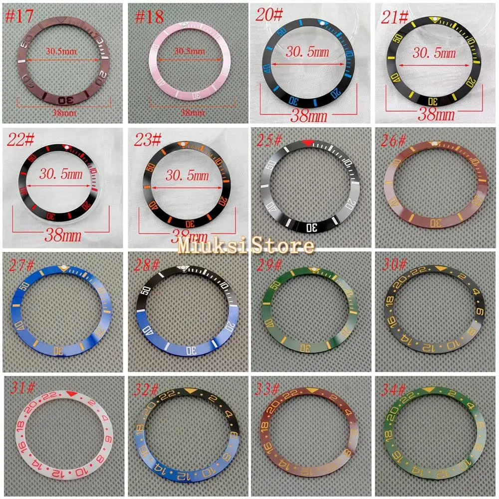 38mm black blue white green Ceramic/Titanium Bezel insert for 40mm case Watch accessories bezel