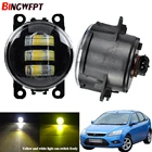 2 шт. для Ford Focus MK2 MK3 2004-2015 автомобиля H11 светодиодный лампы передние противотуманные фары светильник + глаза ангела дневного светильник DRL 12V