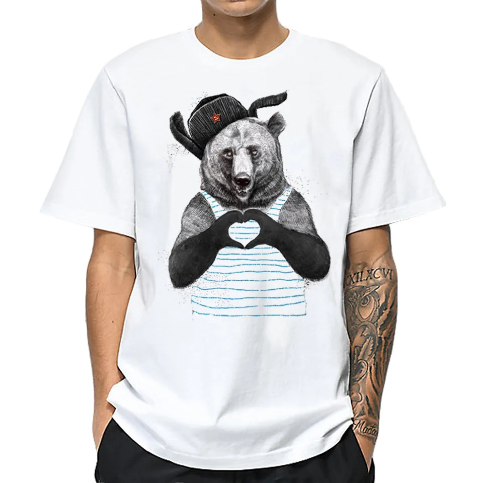 Мужская легкая футболка большой код мужская одежда печать медведь шаблон