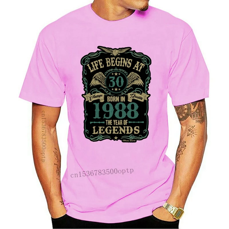 

2020 Fashion Summer Style Life Begins At 30 Mens T-Shirt BORN In 1988 Year Of Legends 30th Birthday Gift Tee Shirt