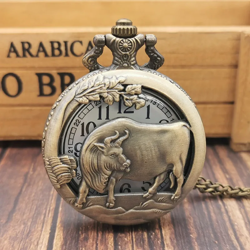 Горячие китайские зодиака полые петухи курица 3D дизайн курицы карманные часы