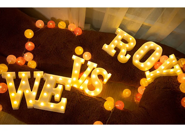 26 белых букв и 10 NO. Светодиодный знак Marquee Алфавит настенный светильник Новинка