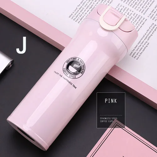 Pink 400ml Стальная кружка-термос, кофейная кружка, 350 мл, для автомобиля, для путешествий, Термокружка, портативная, с двойными стенками, термосы, автомобильная Термокружка - Цвет: Pink 400ml