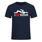 Забавная Мужская футболка с забавным принтом я люблю суши, летние хлопковые футболки с круглым вырезом, футболки с коротким рукавом из 100% хлопка