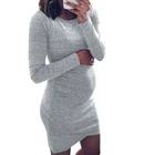 Осенние платья для беременных женщин с длинным рукавом облегающее Повседневное платье домашняя одежда для мам платье для беременных