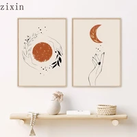 abstract mystic hand sun and moon scene boho canvas prints painting for living room home decor no frame wall art picture posters