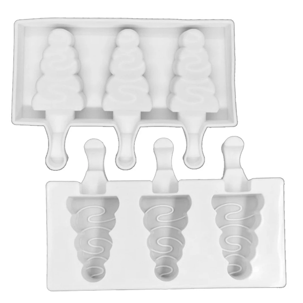 

Ice Cream Mold Tree Shaped 3 Cavities Popsicle Mold Ice Pop Mold with Sticks Homemade Fruit Juice Dessert Ice Pop Lolly