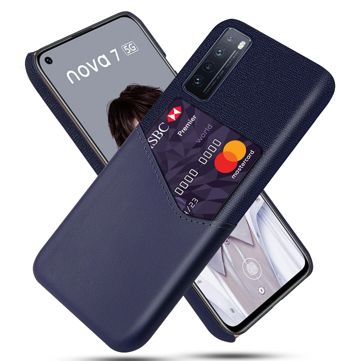 

Mate40 Shockproof Case for Huawei Nova 3 3i 4 4e 5 5i 5T 6 7 7i SE Pro Fitted Cover Business Fabric + Luxury Leather Shell