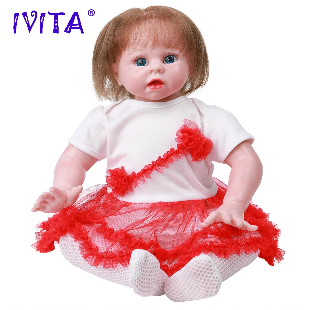 IVITA DS1809 50 см reborn силиконовая Детская кукла Реалистичная виниловая новорожденная принцесса с посаженными волосами Игрушки для маленьких девочек для детей