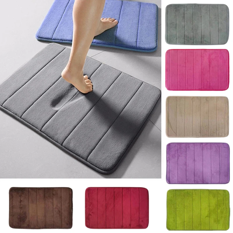 

10 Colors Super Absorbent Non-slip Bath Mats Thicken Water Absorption Microfiber Coral Fleece Washable Kitchen Bathroom Door Rug