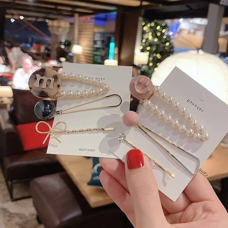 3 шт./упак. модные женские туфли шпильки жемчужины горный хрусталь для волос клипы