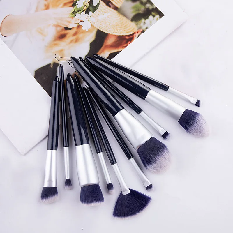 Новый Темно синий косметические кисти посылка с ручкой в форме рога единорога (10