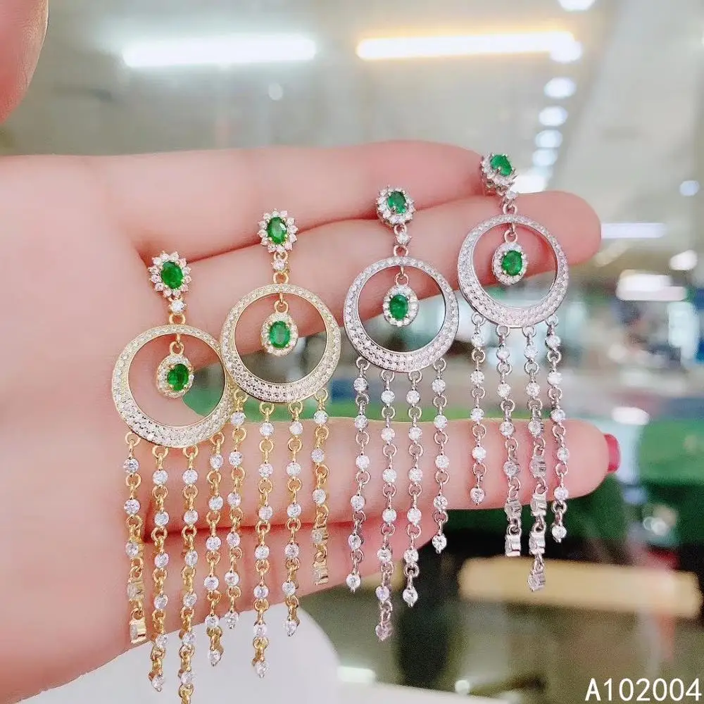 Женские серьги капельки из серебра 925 пробы с изумрудами|Серьги-подвески| |