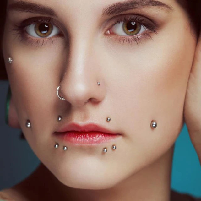 CASSIECA 11Pcs Piercing Nez Acier Chirurgical Piercing Au Nez 6/8/10MM Rond CZ Piercingnez Anneau Argent Or Pour Femme Homme Piercings Septum