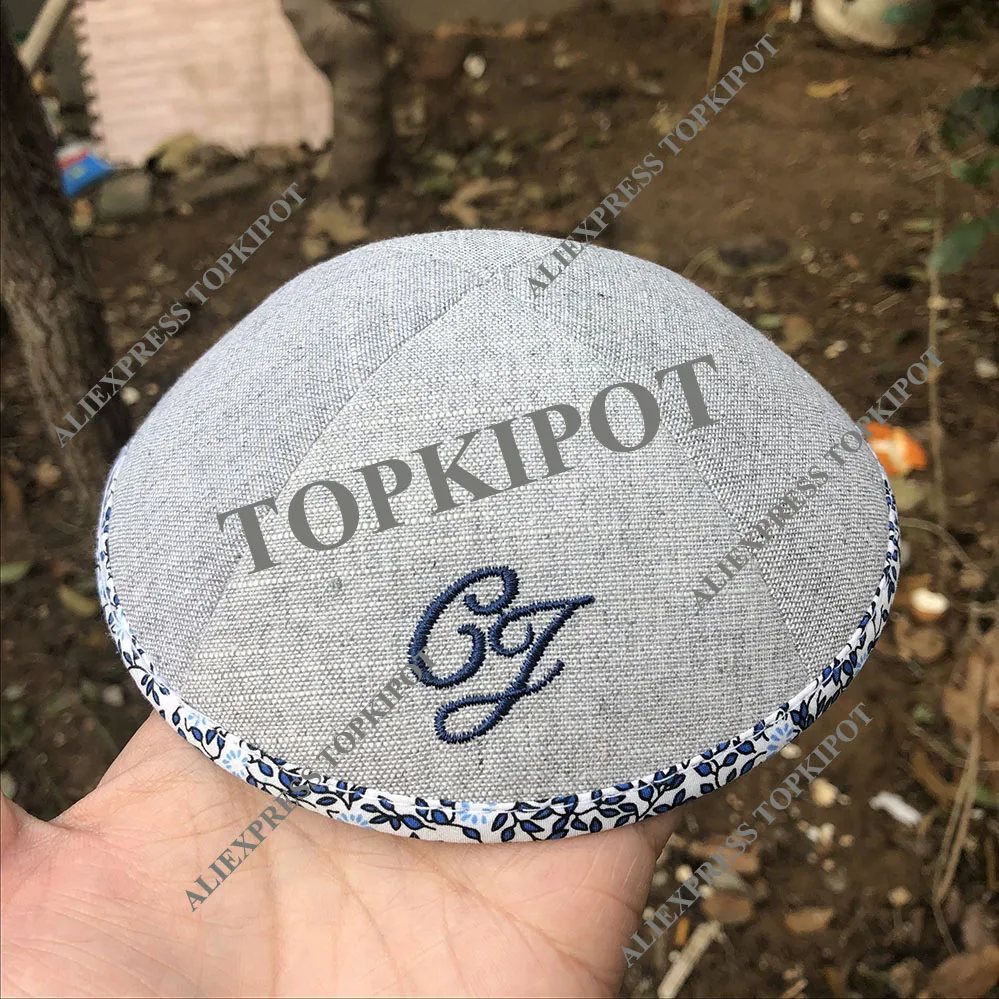 Светильник серый тяжелые льняные kippahs для свадьбы