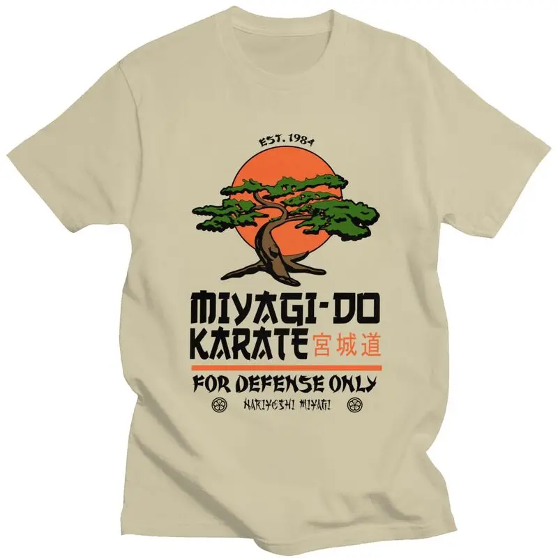 Men's Vintage Miyagi Do Inspired Karate Kid T Shirt Short Sleeve Cotton Tshirts Fashion T-shirt Japanese Kung Fu Cobra Kai Tee