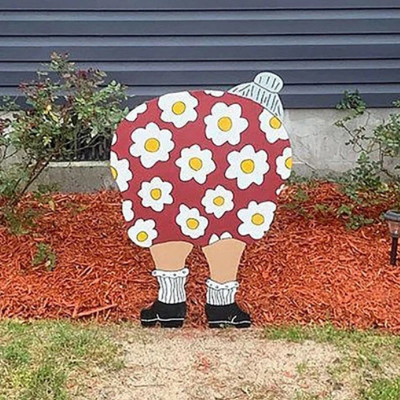 

MXLB Garden Decoration Outdoor Old Lady Bending Down Yard Sign Outdoor Lawn Art