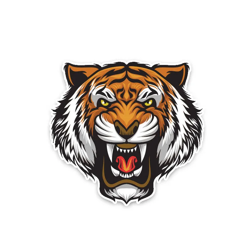 

Funny Cartoon Graffiti Color Roaring Angry Tiger Car Sticker Styling for Bumper Trunk Cover Scratches Waterproof Decal KK12*12cm