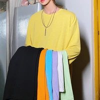 2020 spring autumn harajuku casual t shirt thin round neck long sleeve basics tee female yellow black pullovers