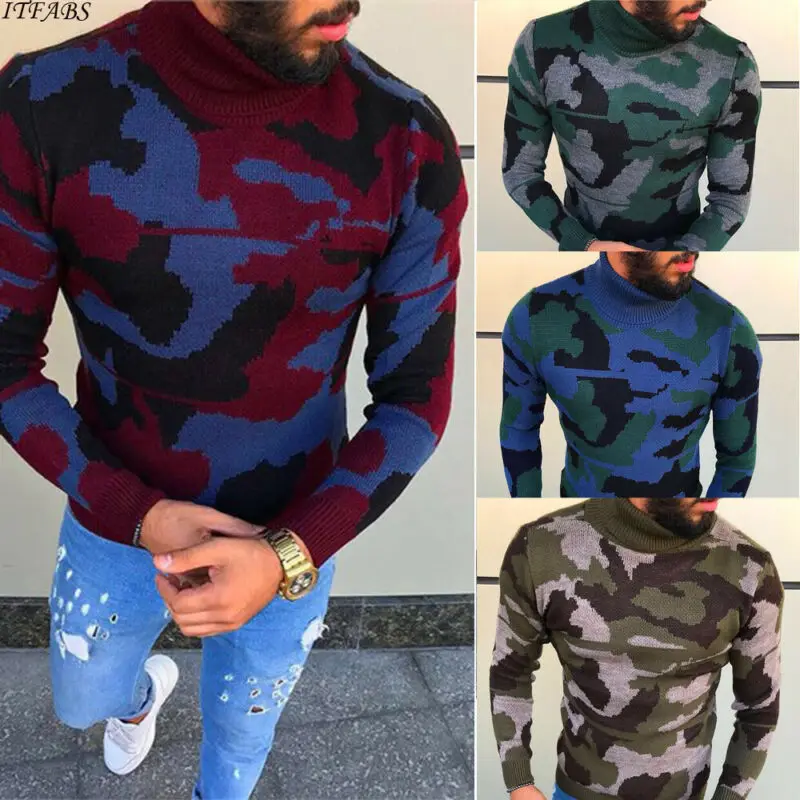 Осенне зимний новый модный мужской пуловер с длинным рукавом Свободный Вязаный