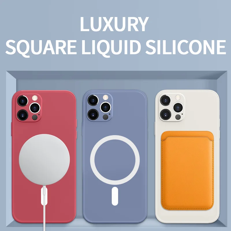 

Luxury Magnetic Magsafe Wireless Charging Shockproof Liquid Silicone Phone Case For iPhone 12 11 Pro Max Mini Cover Fundas Coque