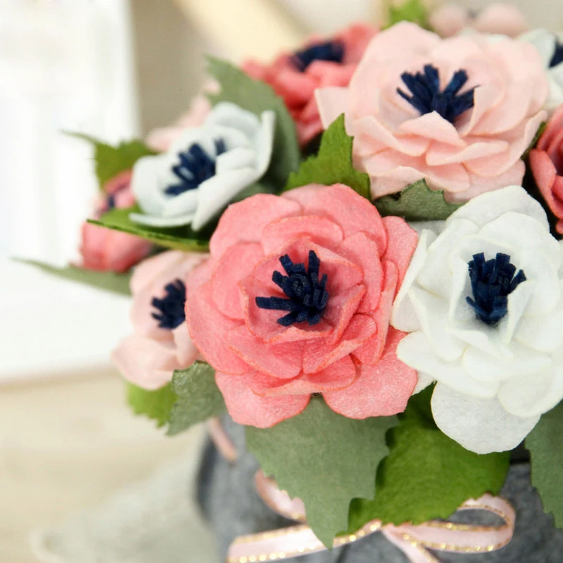 Букет цветов из эмуляции 17x21 см фетровая ткань ручной работы художественные