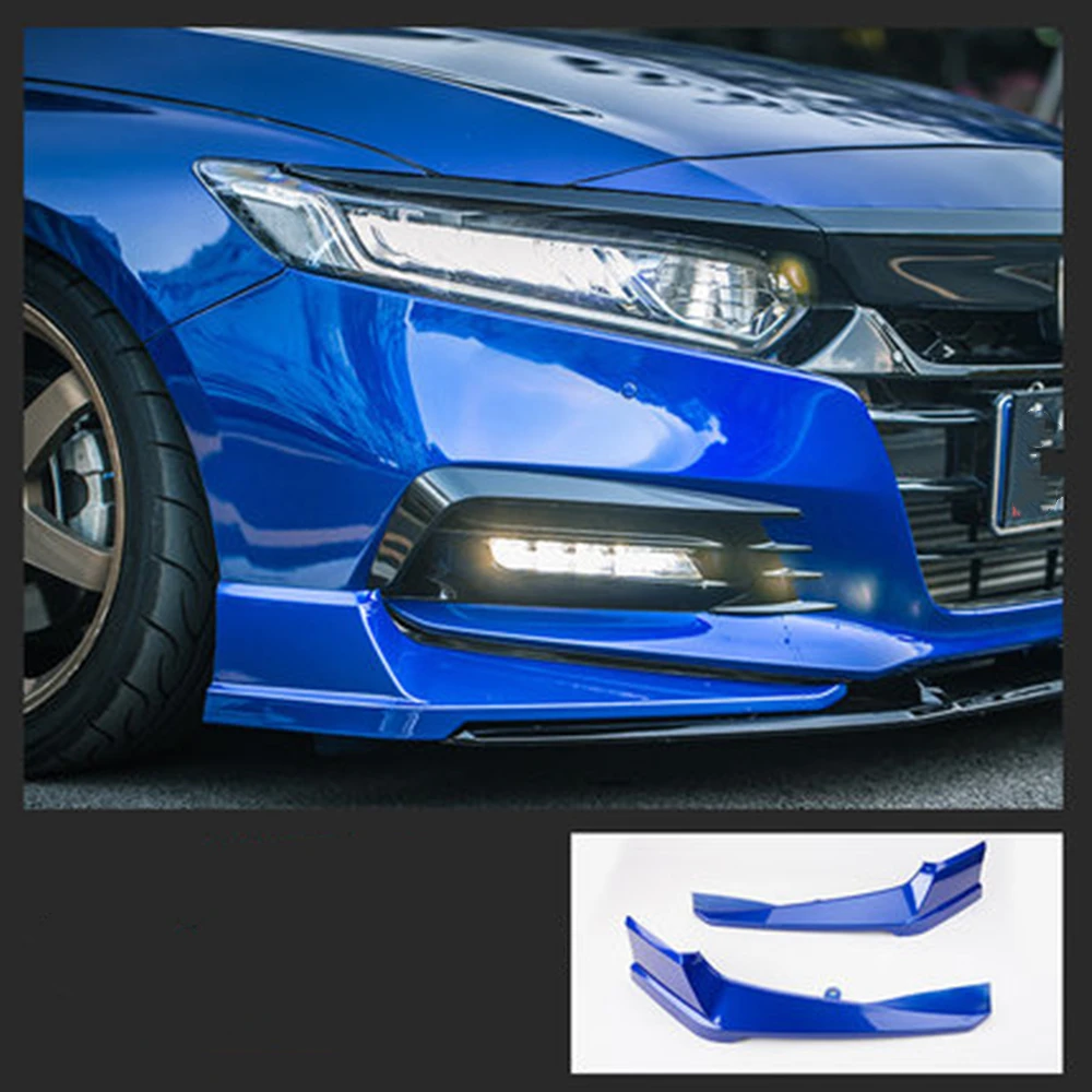 

For Honda Accord 2018 2019 10th Blue ABS Side Spoiler Chin Corner Splitter Covers Front Lower Bumper Lip