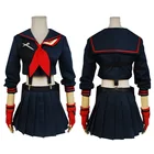 Костюм для косплея KILL la KILL Matoi Ryuuko, костюм японского аниме для вечеринки на Хэллоуин для женщин, топы для девочек, костюмы с юбкой, парик C110M113