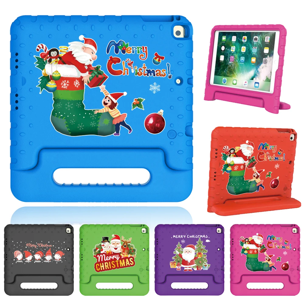

Children's Tablet Case for IPad 5th 6th Gen Air 1 2 Christmas Kids Safe Handle Stand Cover for IPad 2 3 4 Pro 9.7 Mini 5 1 2 3 4