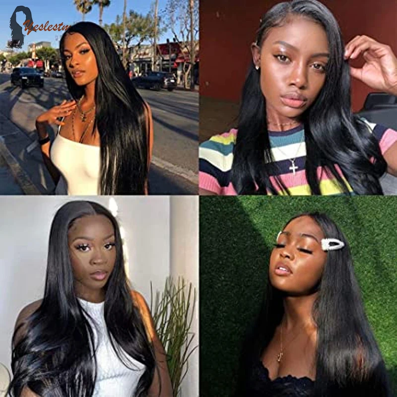 

Yeslestm 8 18 28 40 Inch Straight Malaysian Hair Weave Bundles With Frontal Human Hair Bundles With Closure Remy Hair Extension