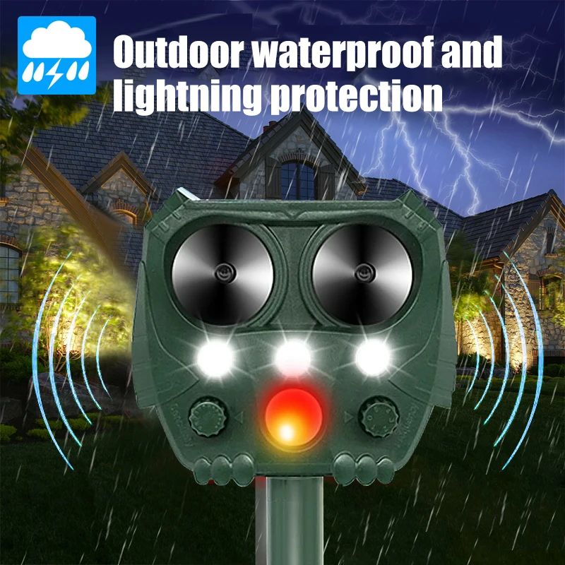 

Ultrasonic Animal Repellent Solar Powered/Rechargeable Sensor Repellent Cat Dog Mouse Bird Repeller Outdoor Garden Repellent