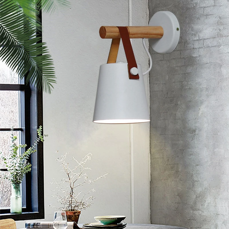Деревянный простой креативный настенный светильник скандинавский светодиодный