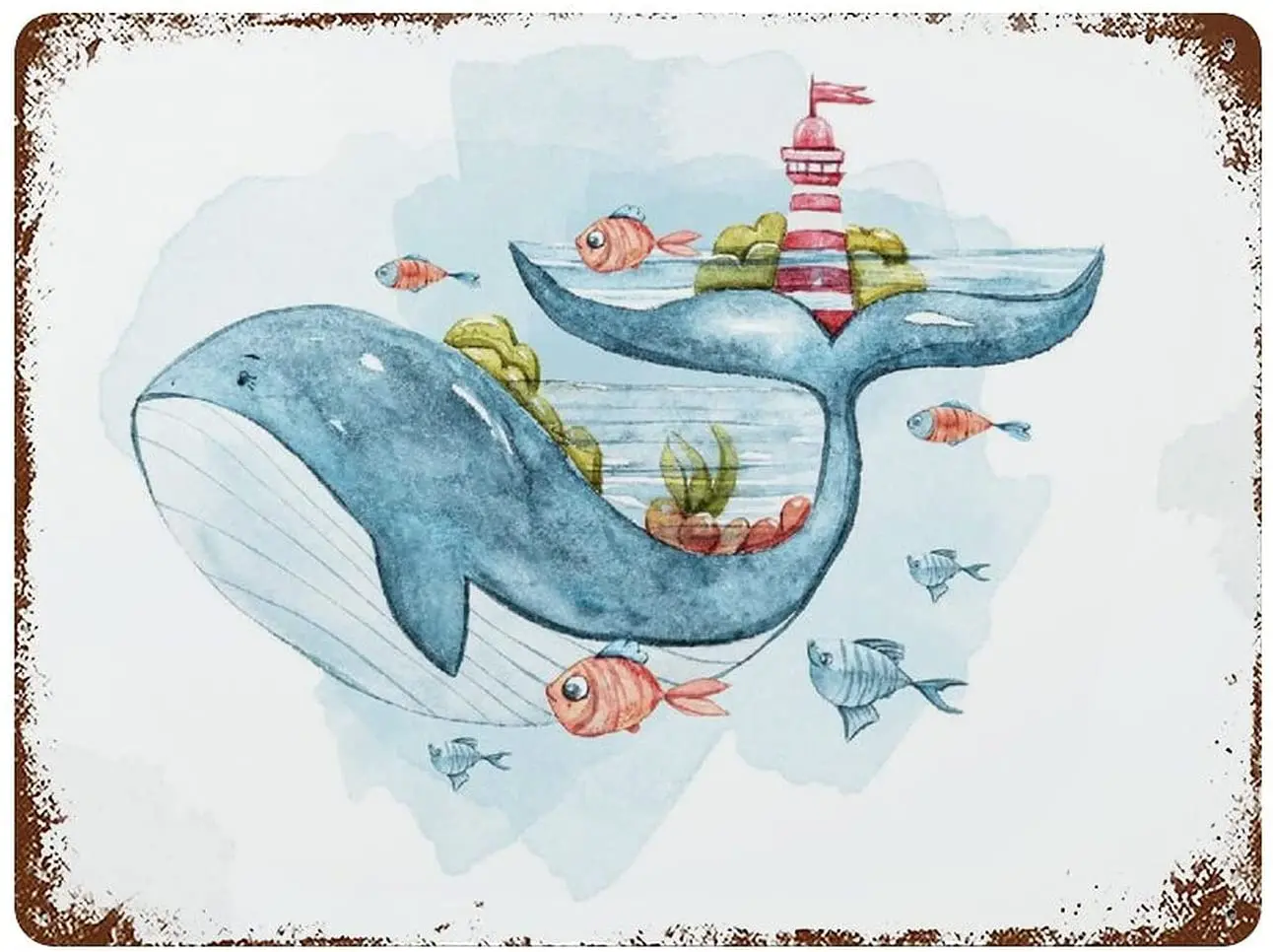 

Whale Underwater Beac Tin Sign, Beach Decoration, Metal, for Kids, Boy, Girl, Home Decoration, Aluminum, Gift Idea