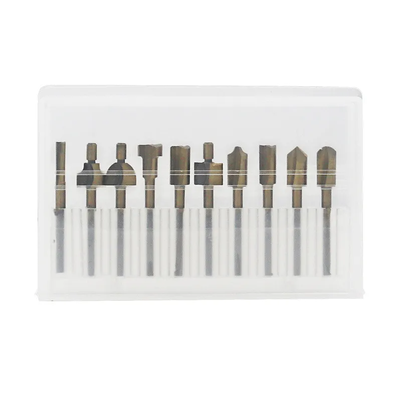 

10Pcs HSS Router Bits Wood Cutter Milling 1/8" 3mm Shank Carpentry Trimming Knife Carving Cutter For Dremel Rotary Tool
