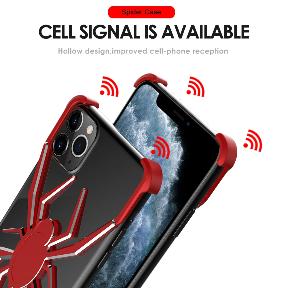 R-JUST Алюминиевый металлический чехол с пауком для iPhone 11 Pro Max XS Max XR X 8 7 Plus, чехол с Железным человеком, защитный чехол для телефона, кожаная сумка