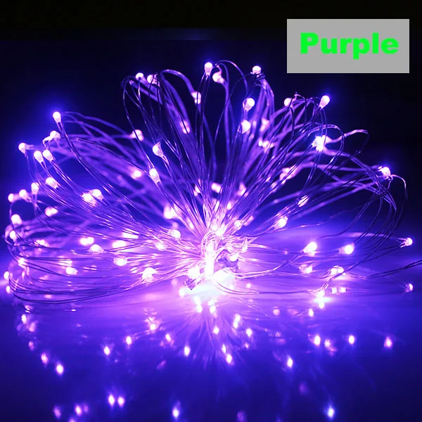 Purple Светодиодный строка светильник Медный провод Fariy светильник, USB/Батарея работает Гирлянда украшение 2 м 5 м 10 м, свадьбы, Рождества, светильник вечерние светильник s - Испускаемый цвет: Purple
