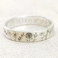 fashion wildflowers rings for women simplicity carved dandelion flower ring floral daisy daffodil ring for girls statement gift