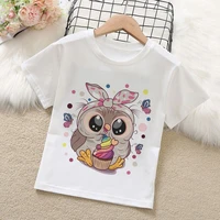 summer clothes for girls children owl cartoon print t shirt 24m 9t baby cotton blended short sleeve top kids thin section wear