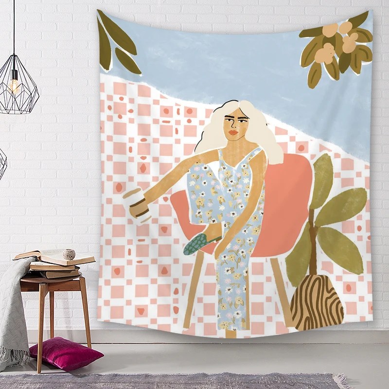 Настенный гобелен с изображением кактуса для девушек Женская ткань подвесная