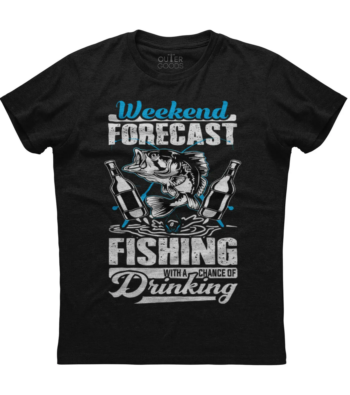 

Weekend Forecast Fishing With Drinking. Funny Graphic Phrase T-Shirt. Summer Cotton O-Neck Short Sleeve Mens T Shirt New S-3XL