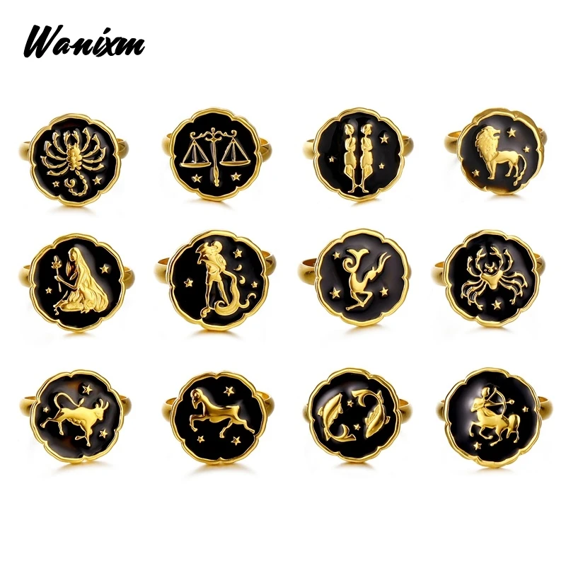 Зодиакальные кольца для женщин раковые Leo Virgo Libra из нержавеющей стали Винтажные