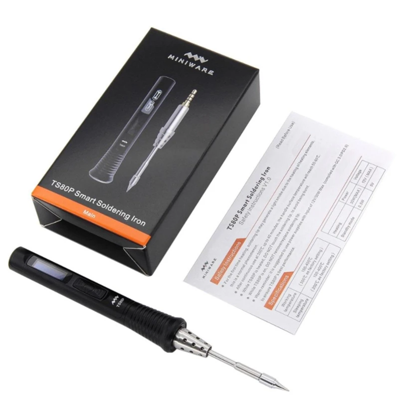 

Mini TS80P Mini Smart Portable Digital Soldering Iron Tool Adjustable Temperature OLED Display With B02 Iron Tips