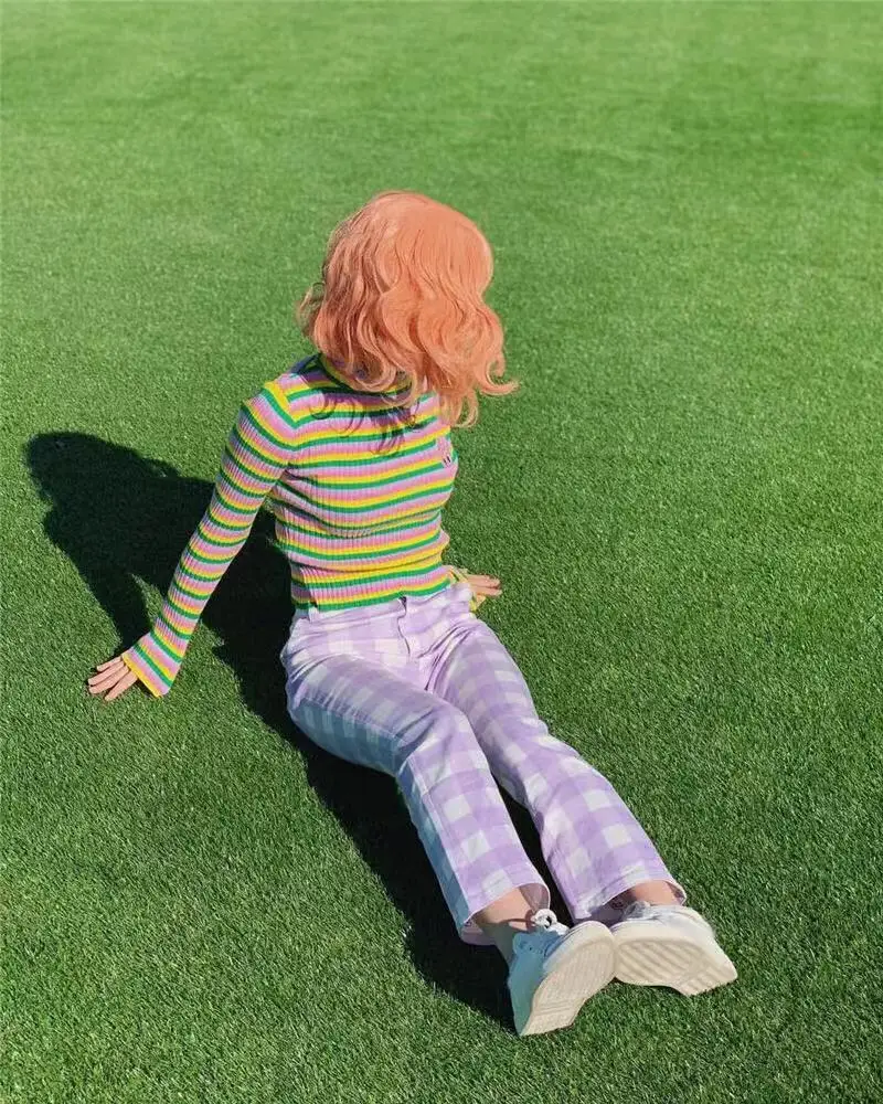 Девочка: домашний Мягкий трикотажный топ в полоску с высоким воротником и