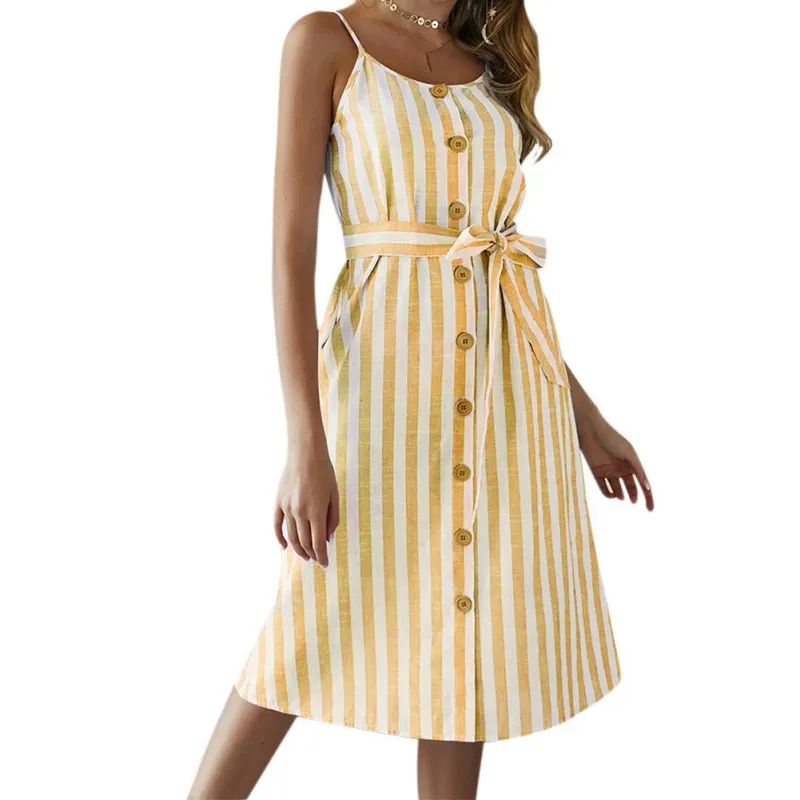 Для женщин Полосатое летнее платье элегантное с открытыми плечами сарафан