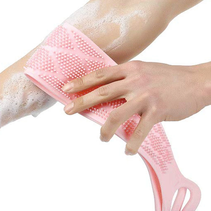 

Green Silicone Bath Body Brush, Exfoliating Long Silicone Back Scrubber, Easy to Clean, Lathers Well, Eco Friendly