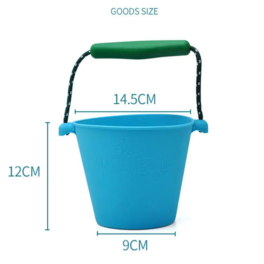 

Baby Foldable Beach Bucket Silicone Folding Hand-held Barrel Toy Kids Bath Toy Sand Dabbling Pour Water Toy Collapsible Basin